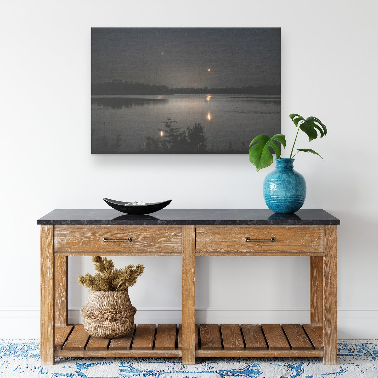 Small Moonlit Lake Canvas Wrap