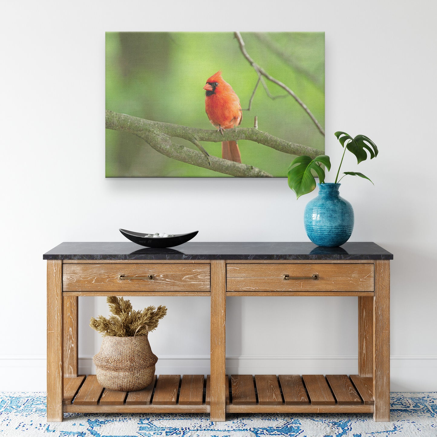 Northern Male Cardinal Canvas Wrap