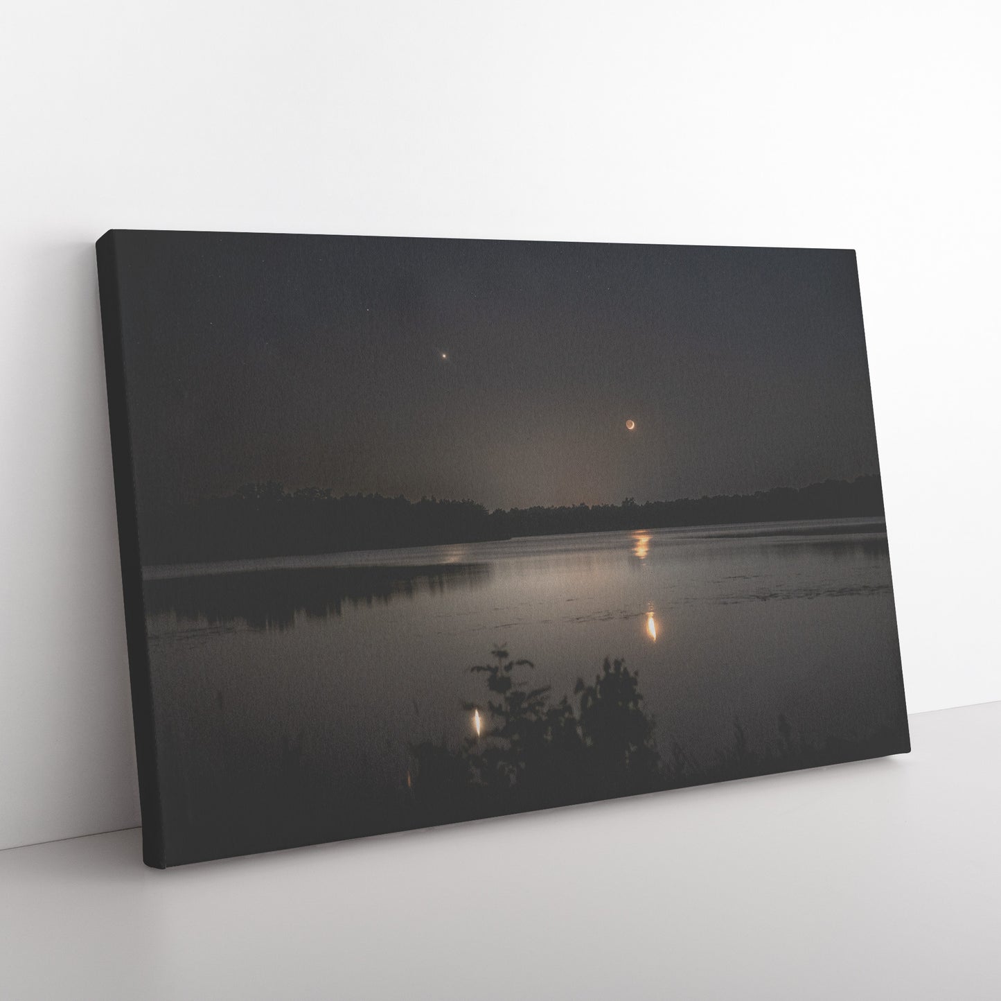 Small Moonlit Lake Canvas Wrap