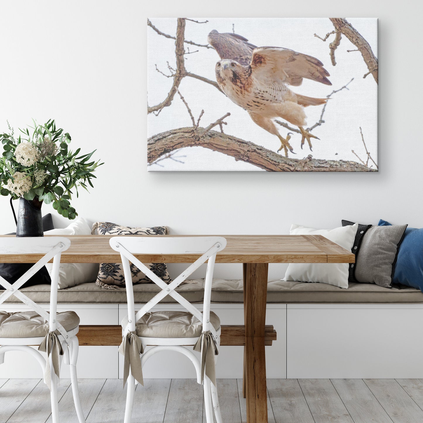 Red Tailed Hawk Takeoff Canvas Wrap